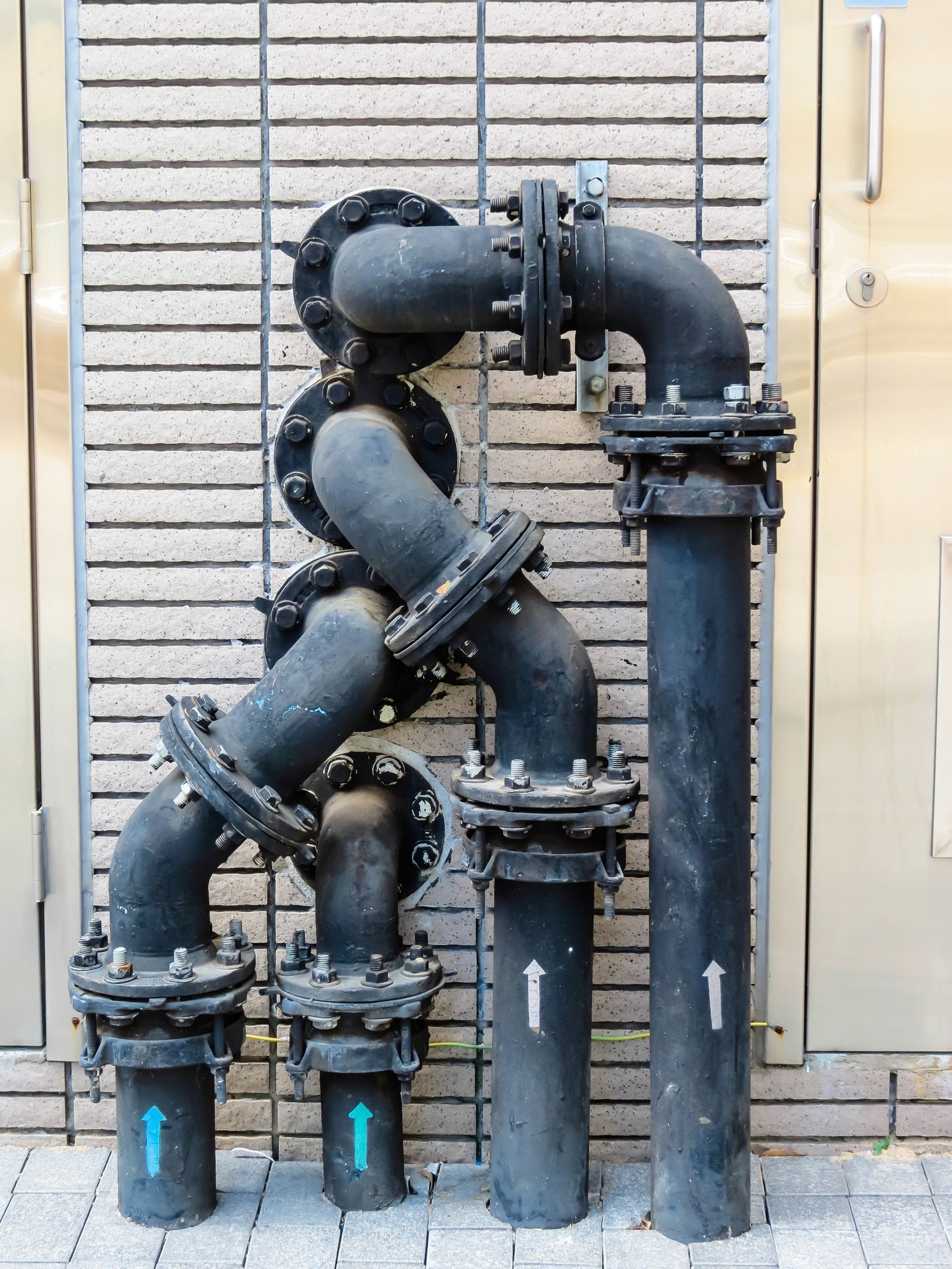 Plumbing pipes on the street